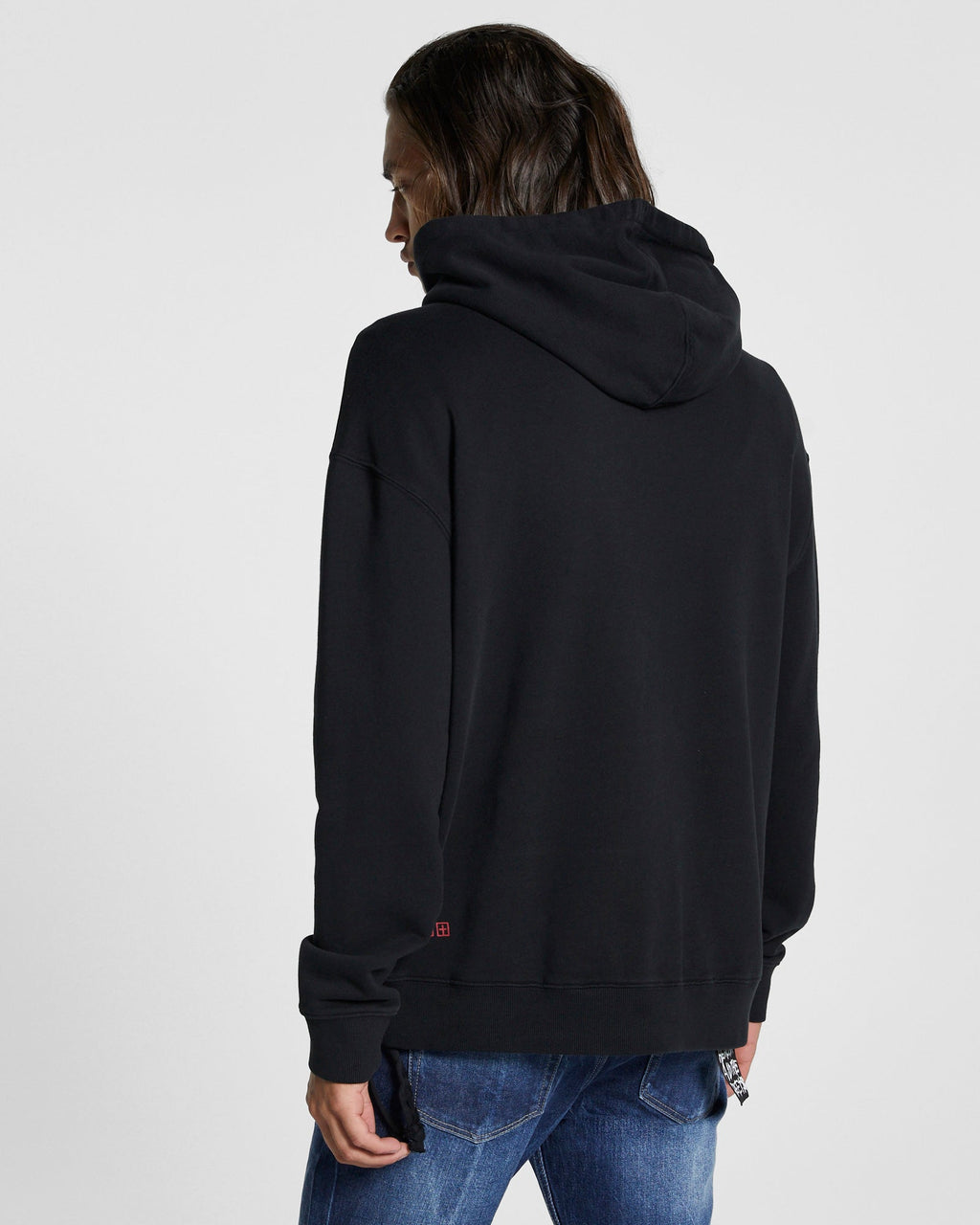 MENS ROSE BIGGIE HOODIE JET BLACK FLEECE