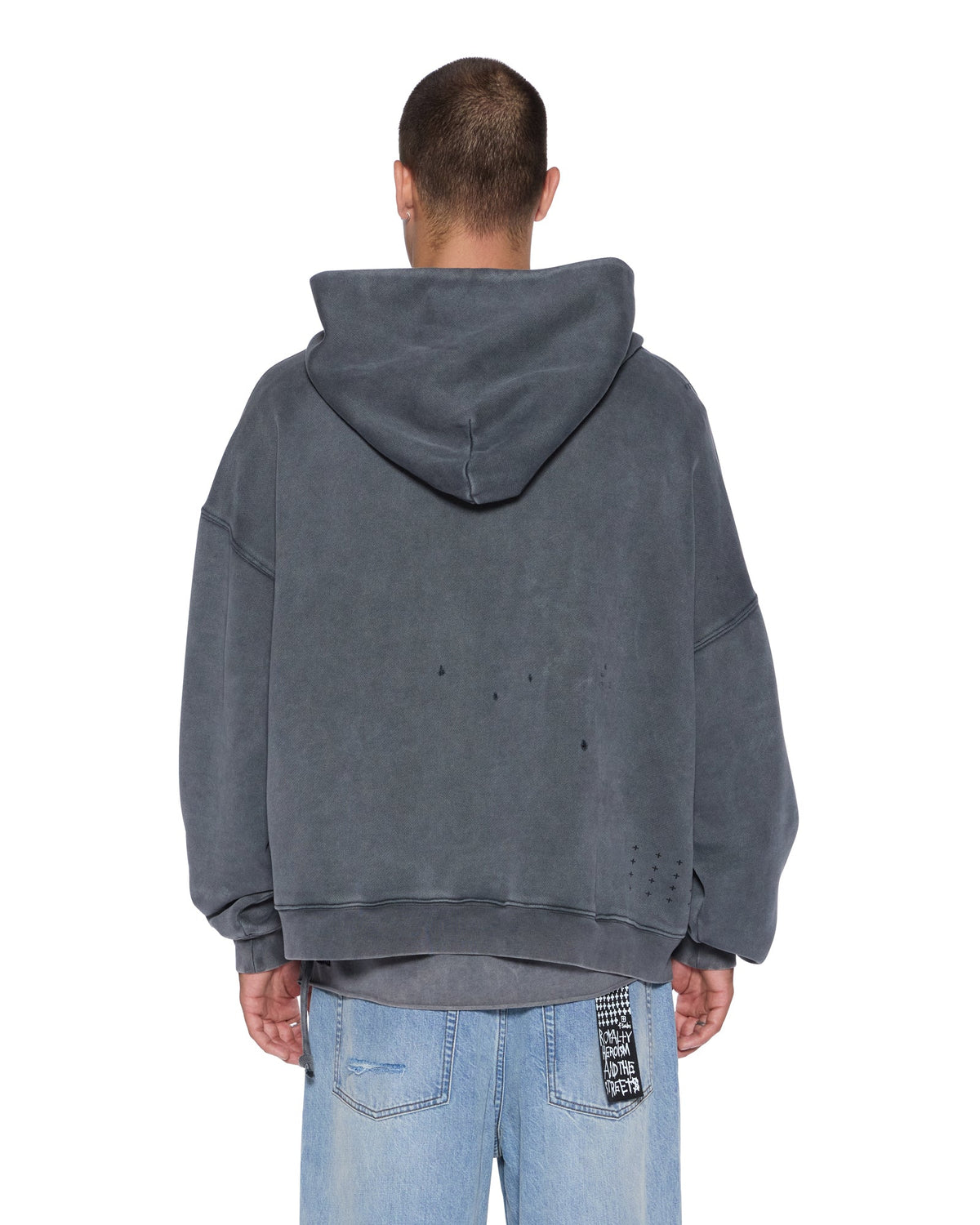 MENS BLASTED EKCESS HOODIE RHINO FLEECE