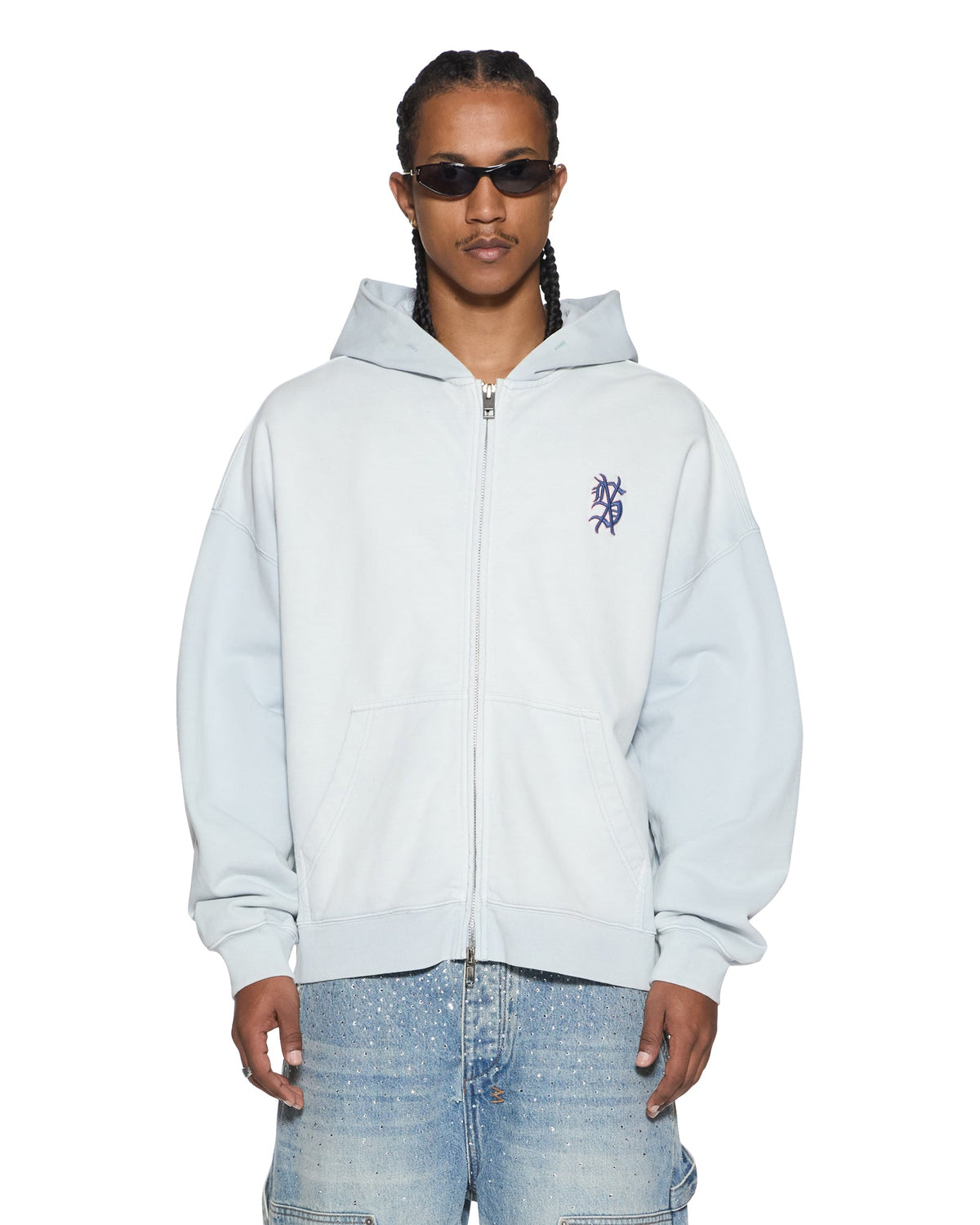 MENS EFFECT EKCESS ZIP HOODIE ICE MIST FLEECE