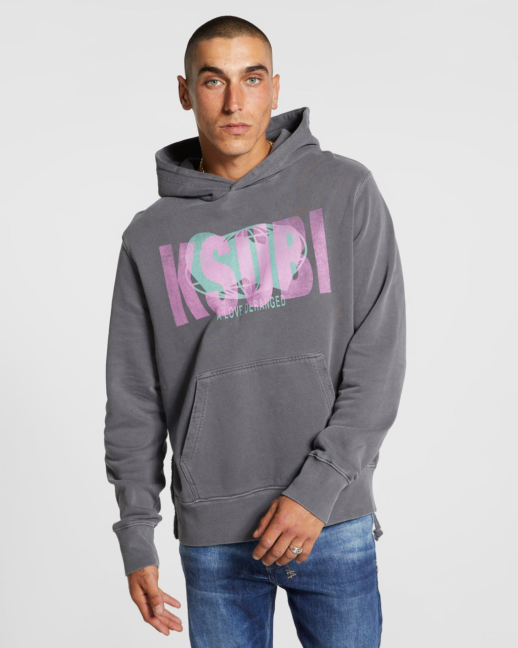 MENS DERANGED KASH HOODIE CHARCOAL FLEECE