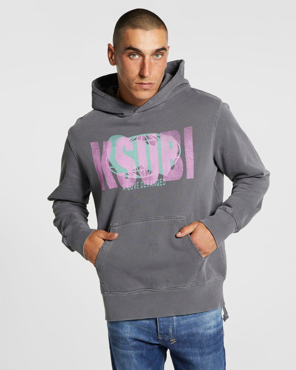 MENS DERANGED KASH HOODIE CHARCOAL FLEECE