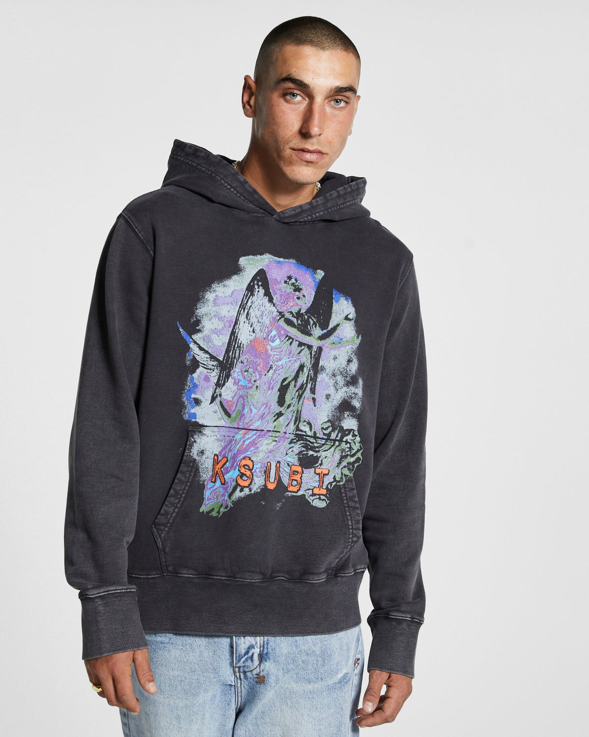 Mens Sedated Kash Hoodie Black Dye Regular Fleece - Black