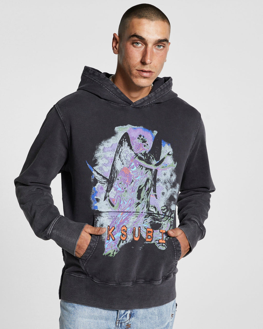 Mens Sedated Kash Hoodie Black Dye Regular Fleece - Black