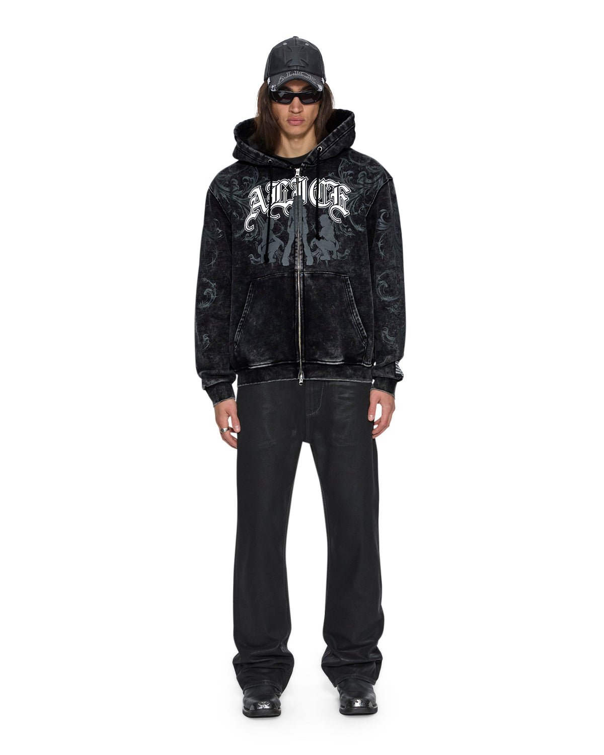 KSUBI X ALICE HOLLYWOOD GRAPHIC ZIP HOODIE BLACK
