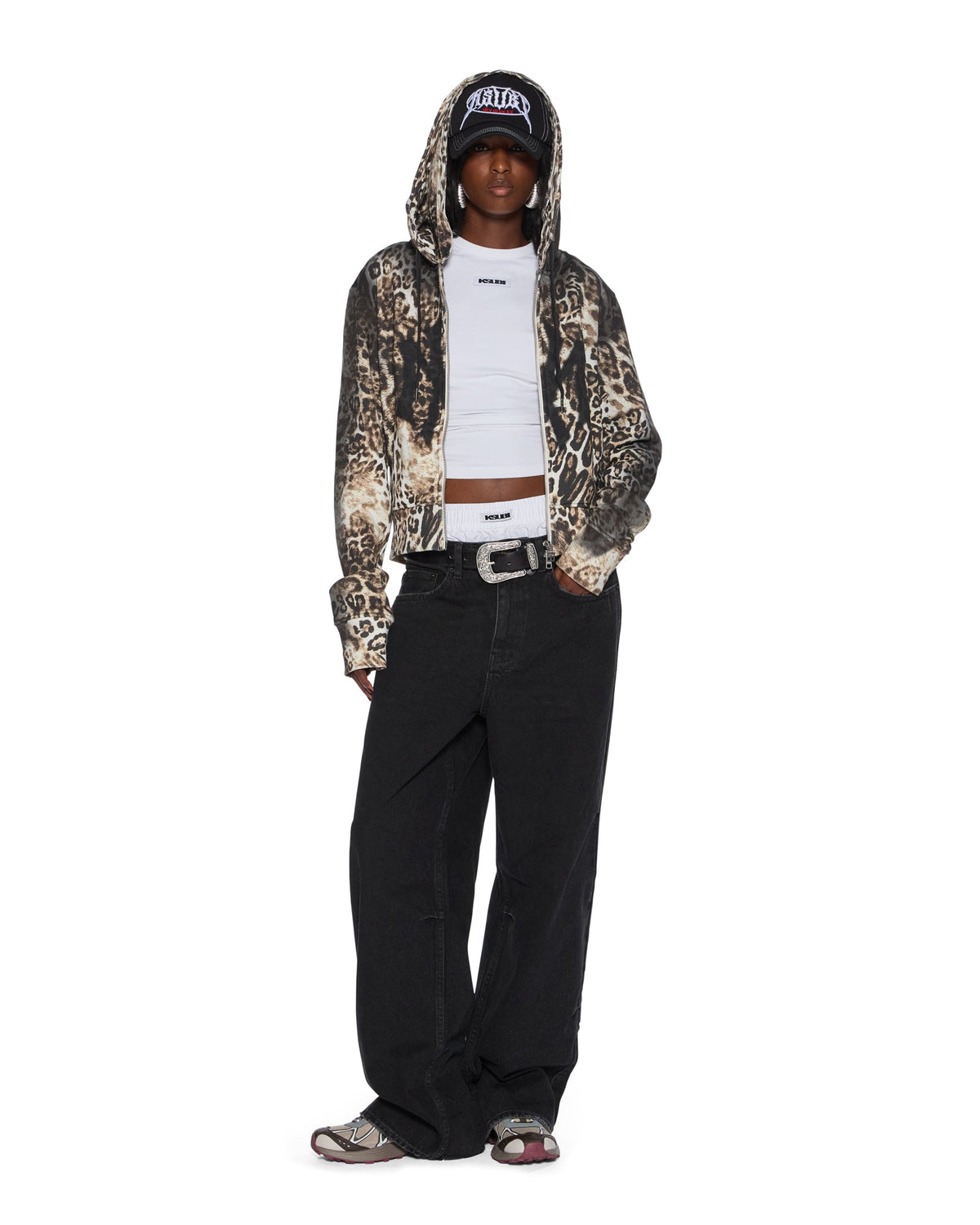 MOWALOLA ZIP HOODIE CHEETAH