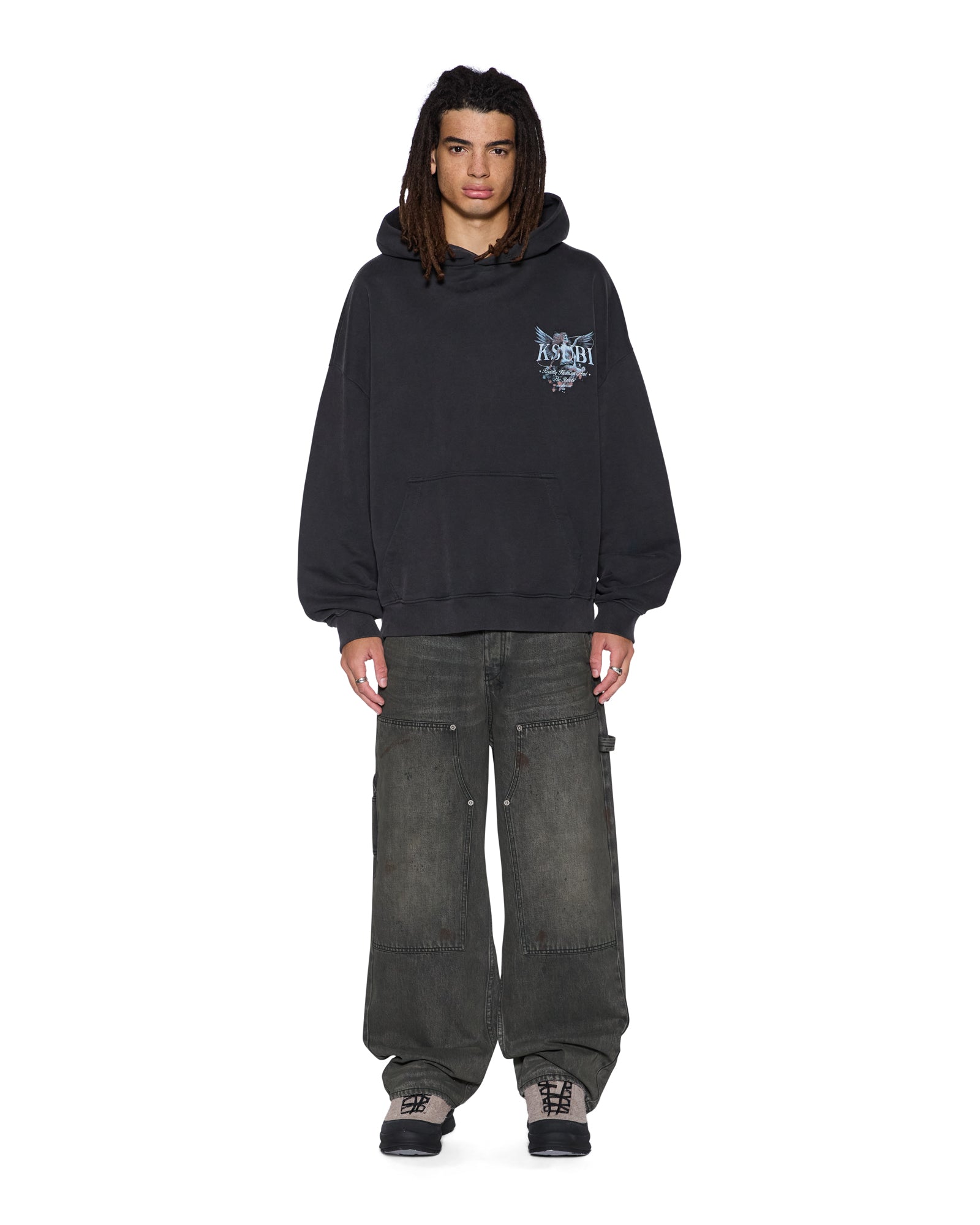 MENS  SPIRIT EKCESS HOODIE ACID BLACK OVERSIZED FLEECE