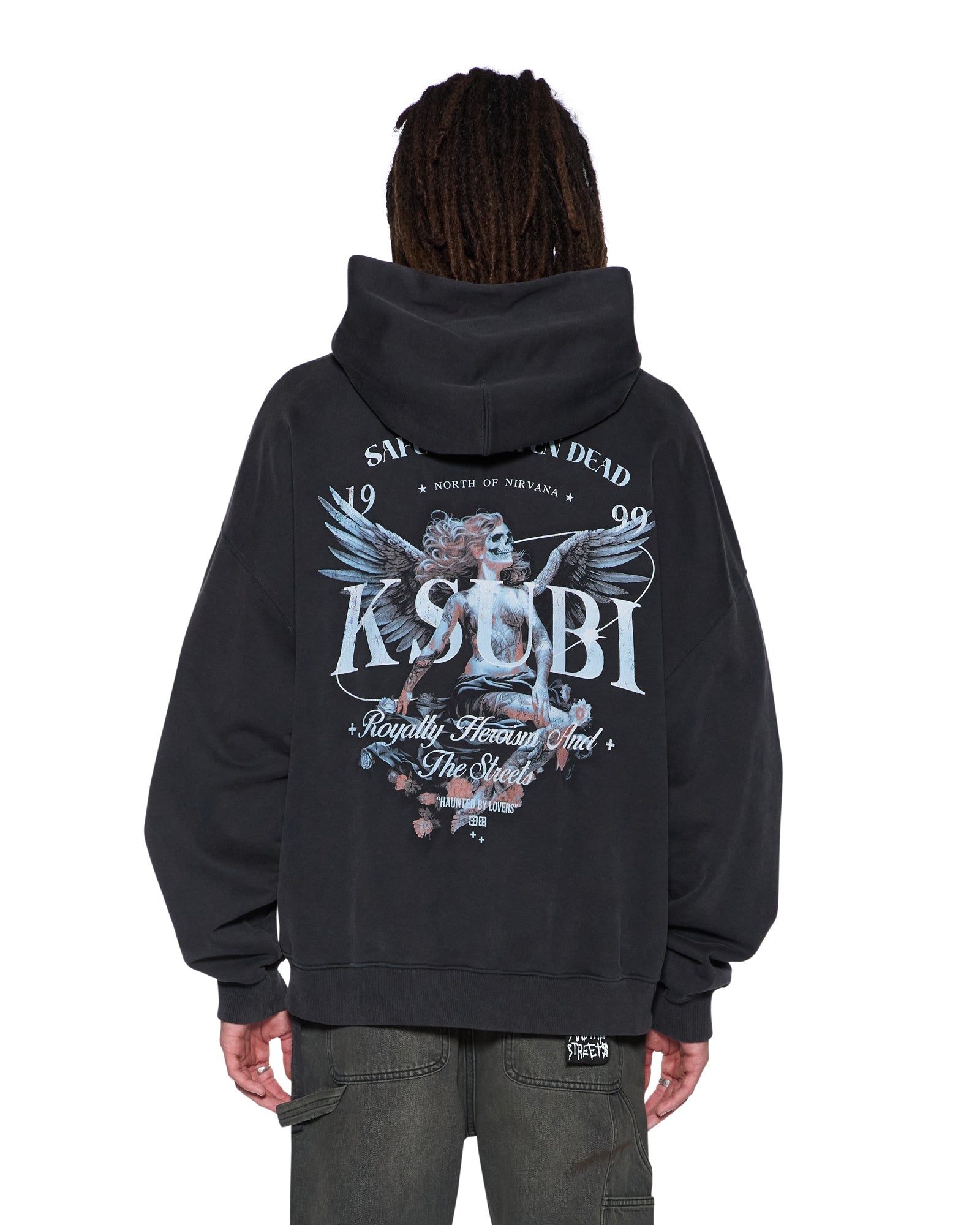 MENS  SPIRIT EKCESS HOODIE ACID BLACK OVERSIZED FLEECE