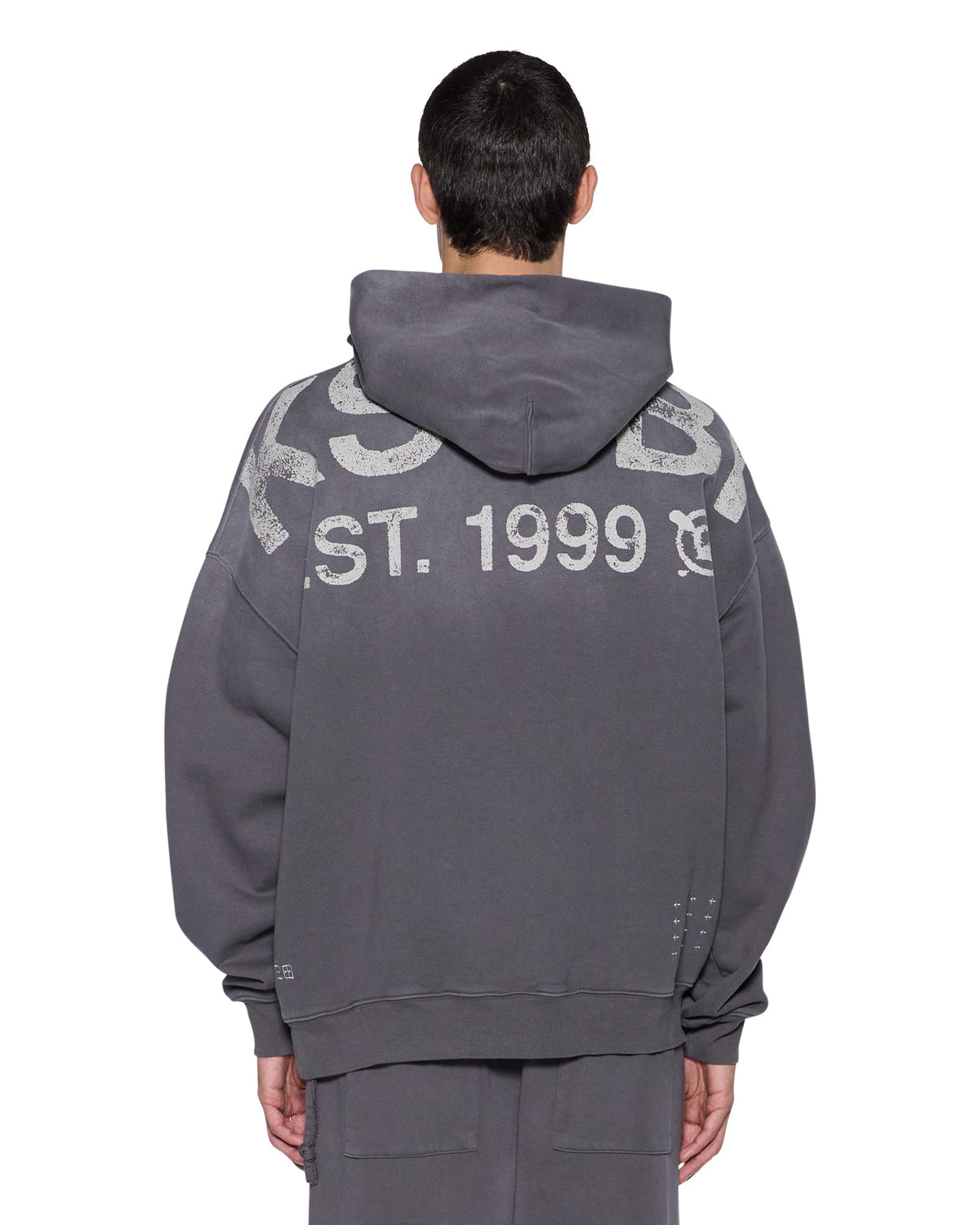 MENS STATE EKCESS HOODIE CHARCOAL FADE FLEECE