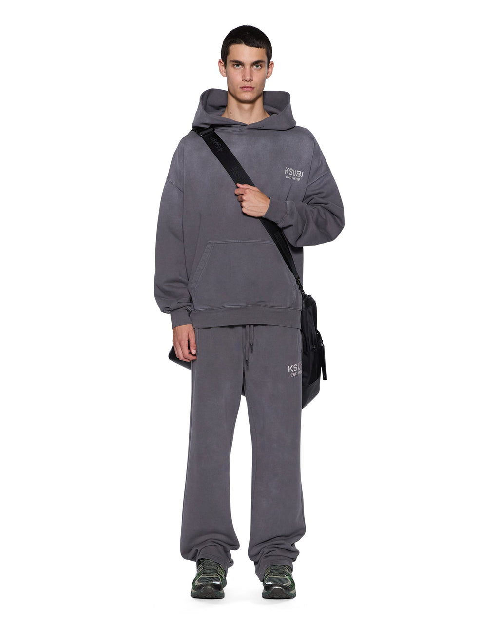 MENS STATE EKCESS HOODIE CHARCOAL FADE FLEECE