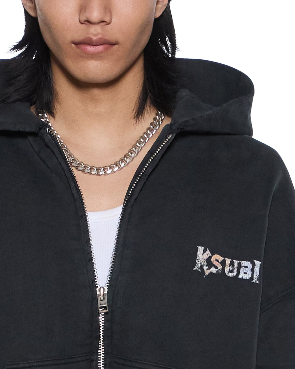 MENS DEATH SNAKE HALEN ZIP HOODIE ASH FLEECE