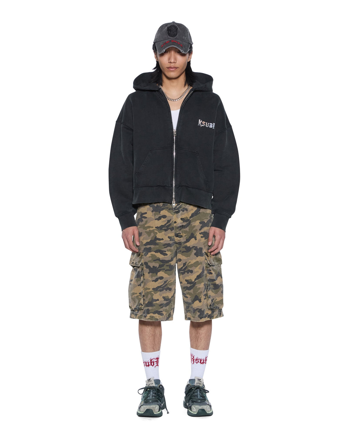 MENS DEATH SNAKE HALEN ZIP HOODIE ASH FLEECE