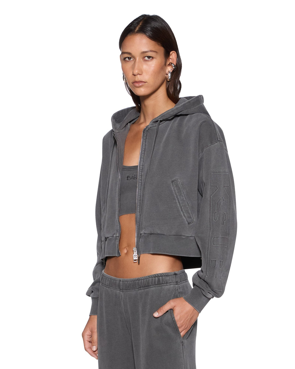 WOMENS SOTT ORIGIN HOODIE CHARCOAL FLEECE
