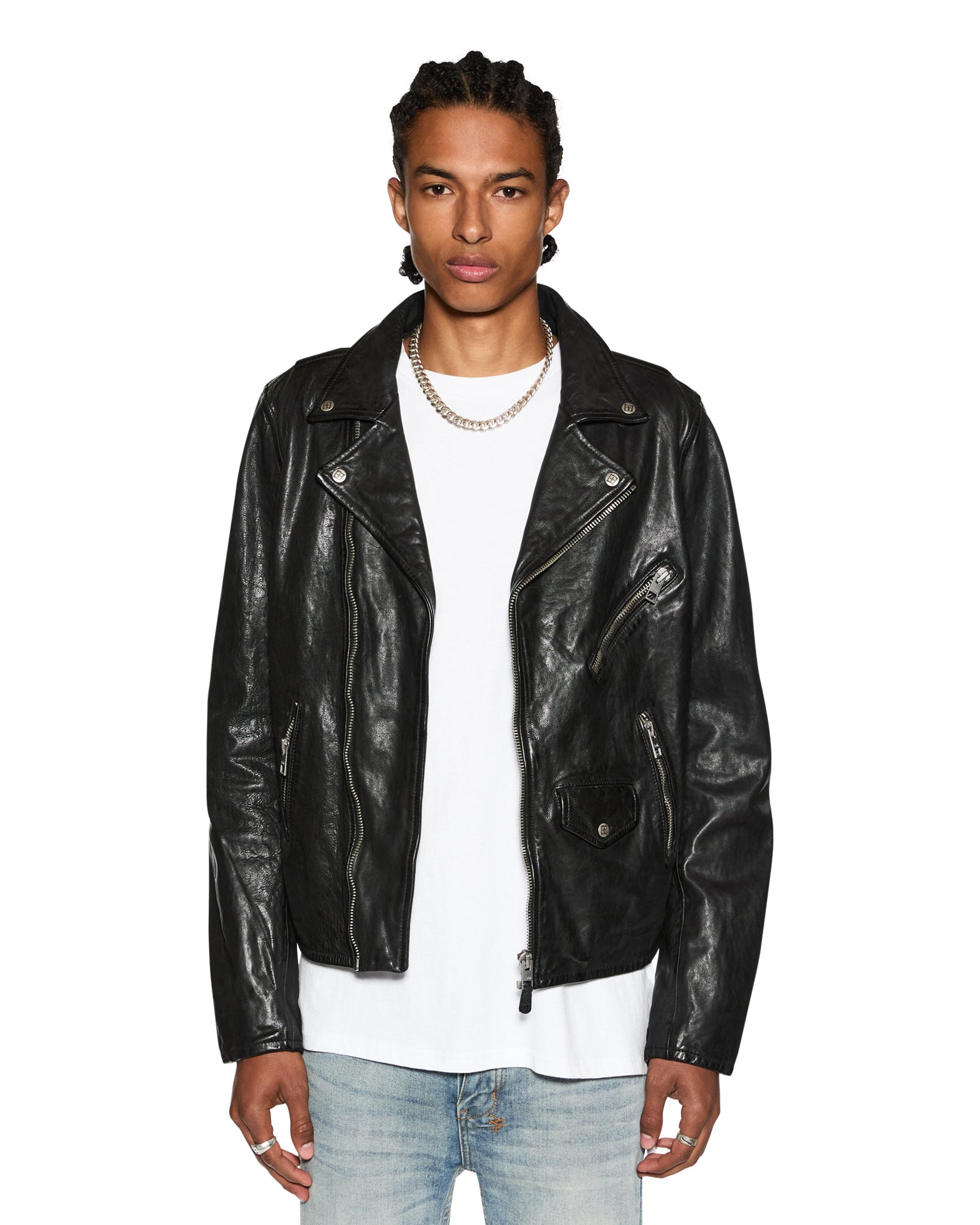 MENS  CAPITOL LEATHER JACKET BLACK REGULAR JACKETS