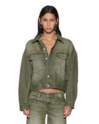 WOMENS RELAX TRUCKER JACKET MILITANT GREEN JACKETS