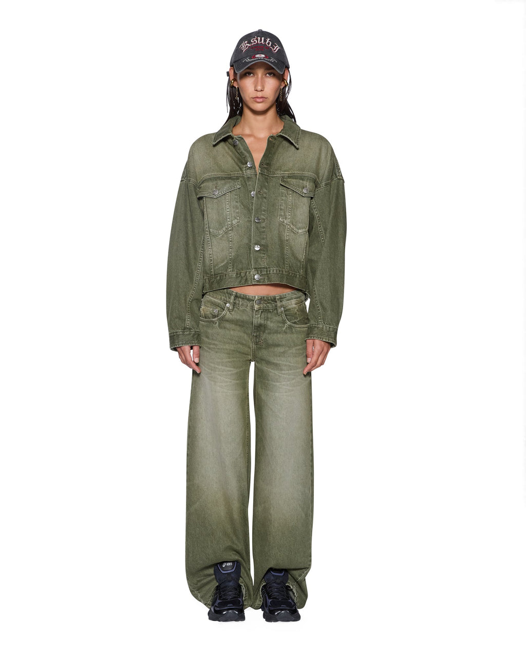 WOMENS RELAX TRUCKER JACKET MILITANT GREEN JACKETS