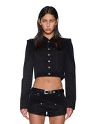 WOMENS SLIM TRUCKER JACKET SALOON BLACK JACKETS