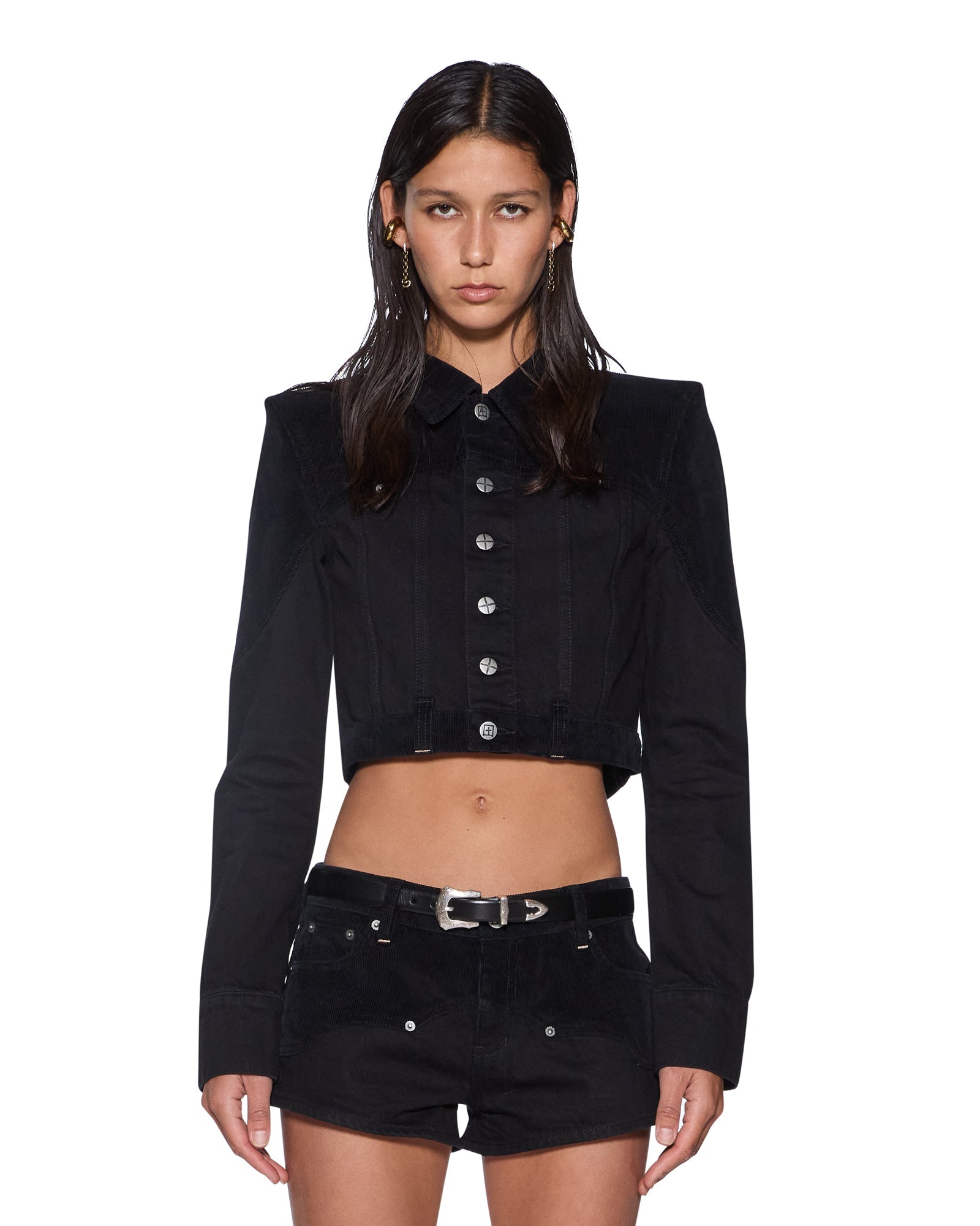 WOMENS SLIM TRUCKER JACKET SALOON BLACK JACKETS