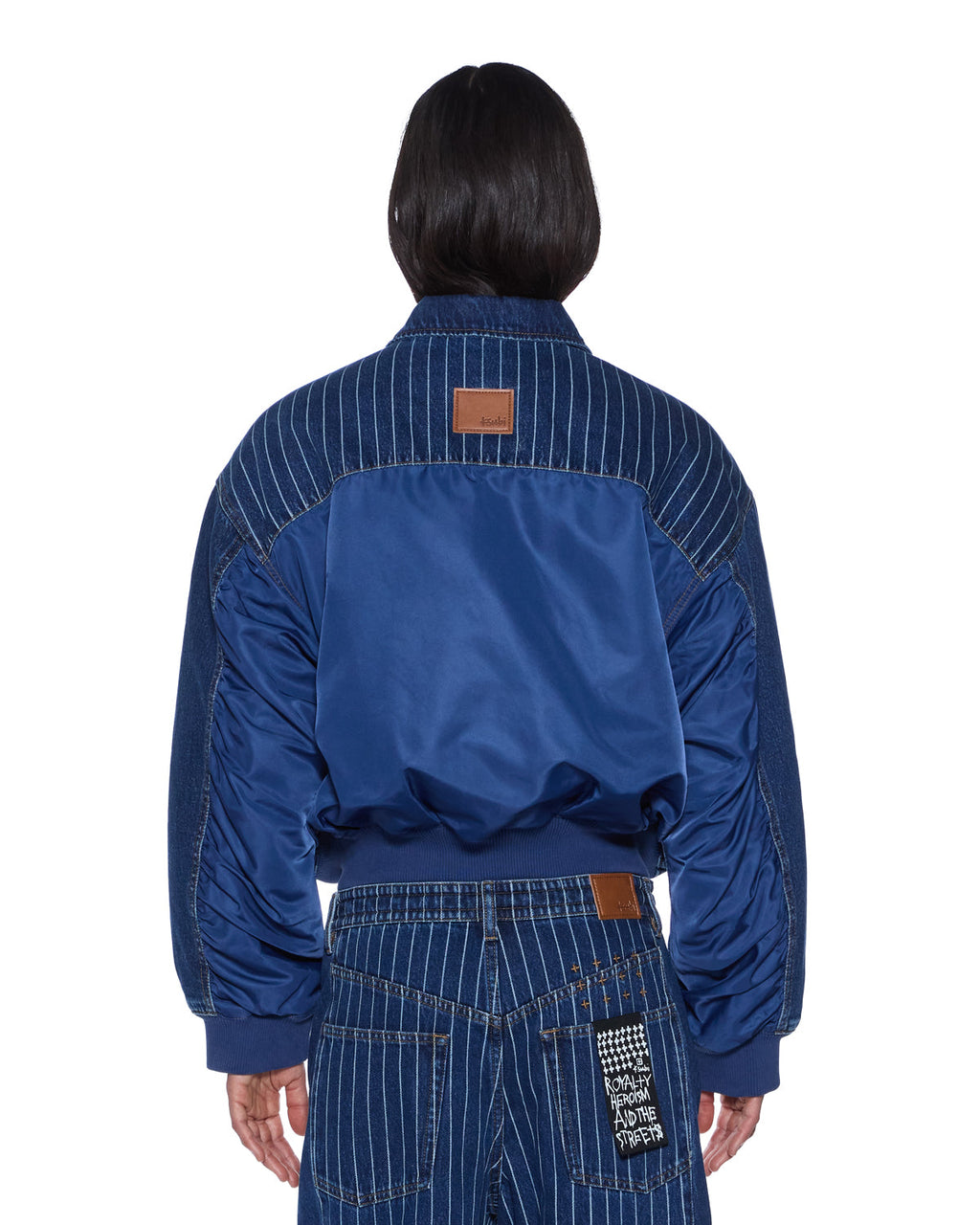 WOMENS DISTRICT BOMBER MAYFAIR BLUE SPLICED JACKETS