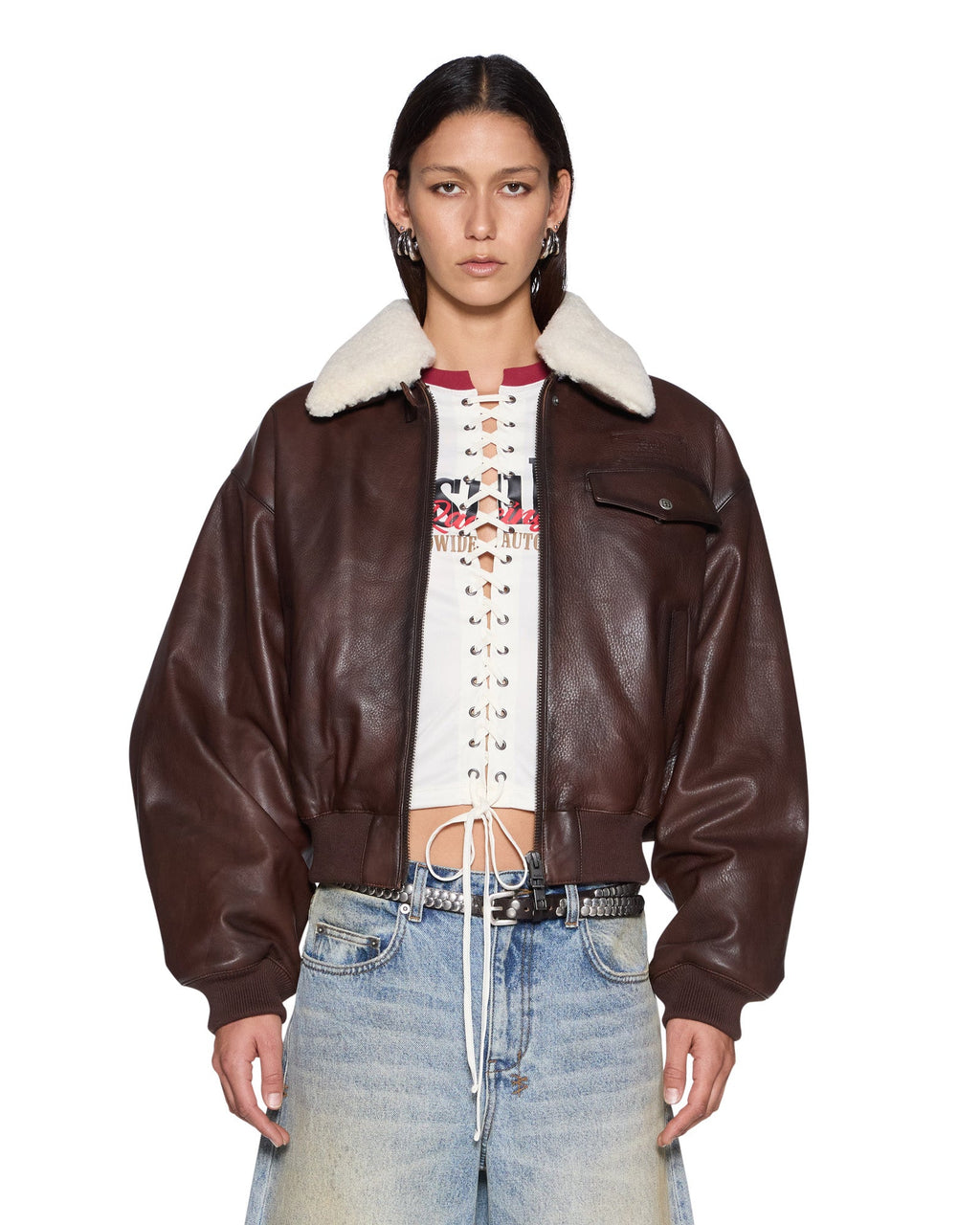 Womens Highway Bomber Chocolate Oversized Jackets - Brown