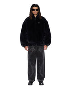 Mens Hussle Faux Fur Jacket Black Regular Jackets - Black