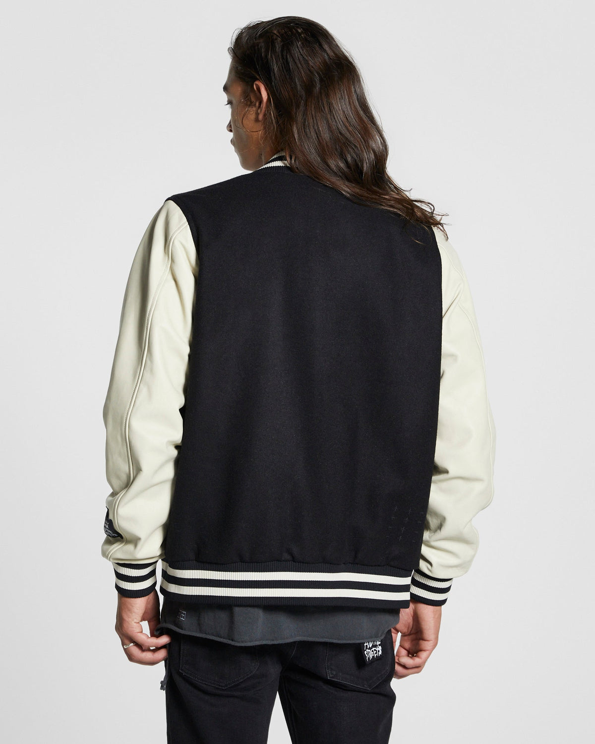 MENS KING PATCH LETTERMAN BLACK JACKETS