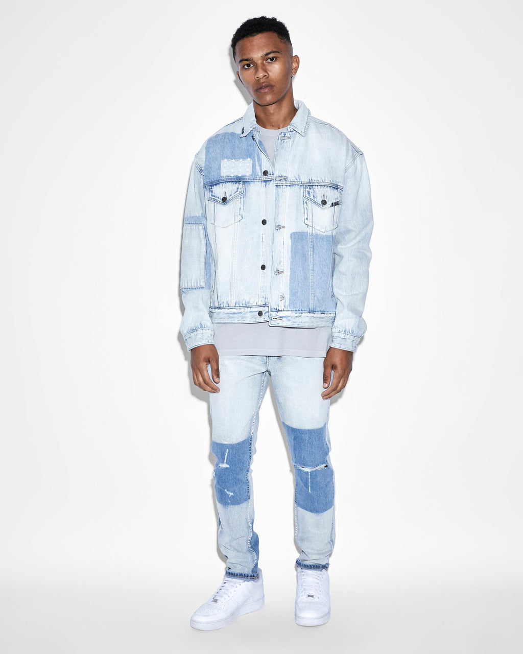 Mens Wolfgang 2 Tone Tapered Denim Jeans - Denim
