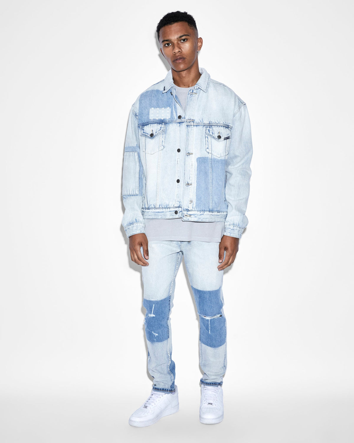 Mens Wolfgang 2 Tone Tapered Denim Jeans - Denim