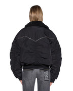Womens Phantom Bomber Black Oversized Jackets - Black