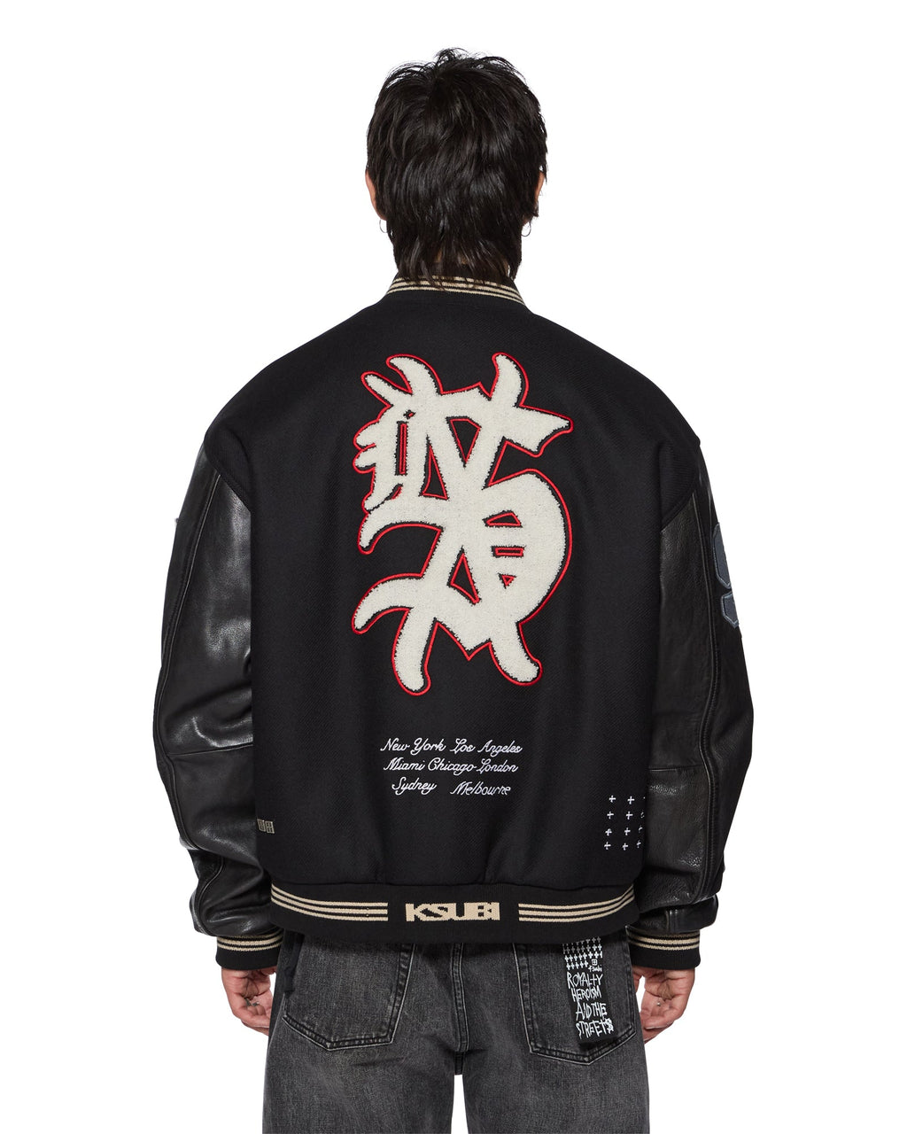 MENS PLAYOFF VARSITY JACKET BLACK JACKETS