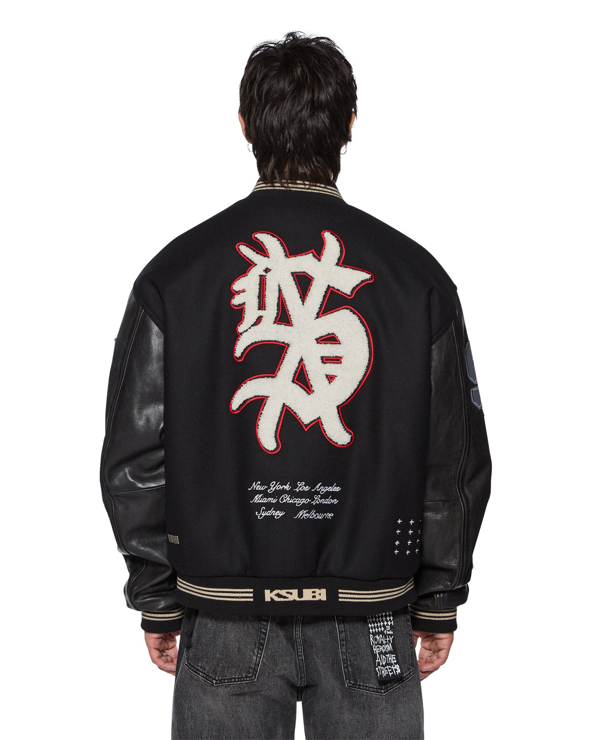 MENS PLAYOFF VARSITY JACKET BLACK JACKETS