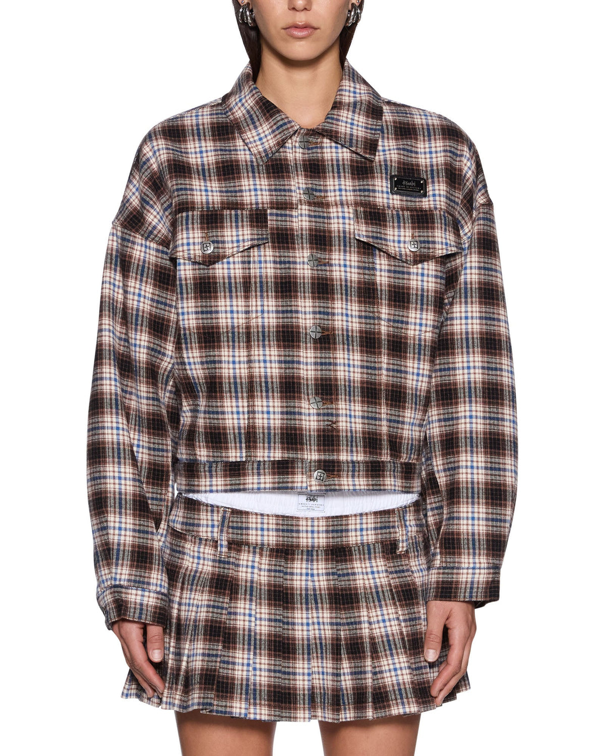 Womens Relax Trucker Plaid Relaxed Jackets - Multi Colour