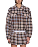 Womens Relax Trucker Plaid Relaxed Jackets - Multi Colour