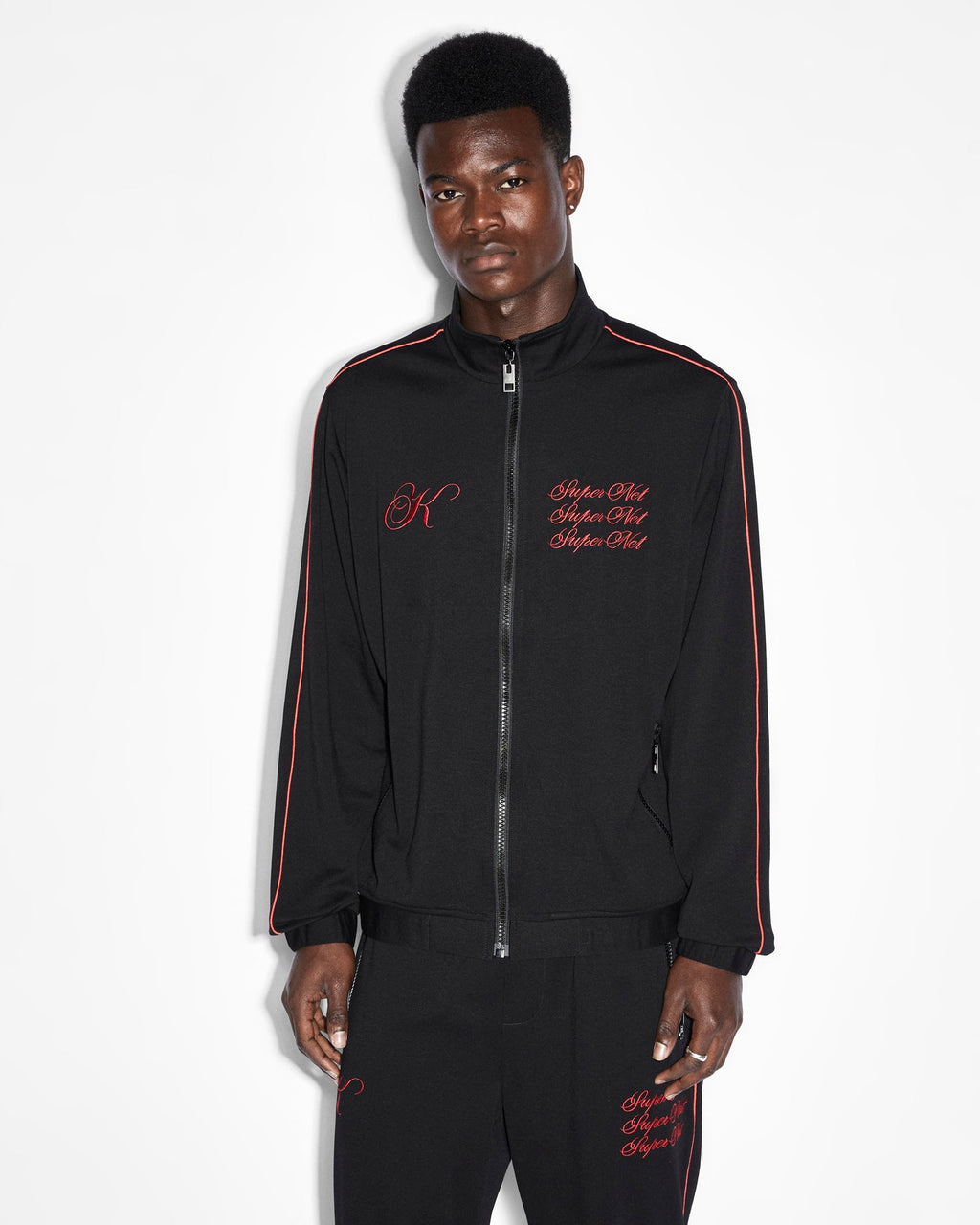 Mens Scripted Antidote Trak Jacket Black/red Relaxed Jackets - Black