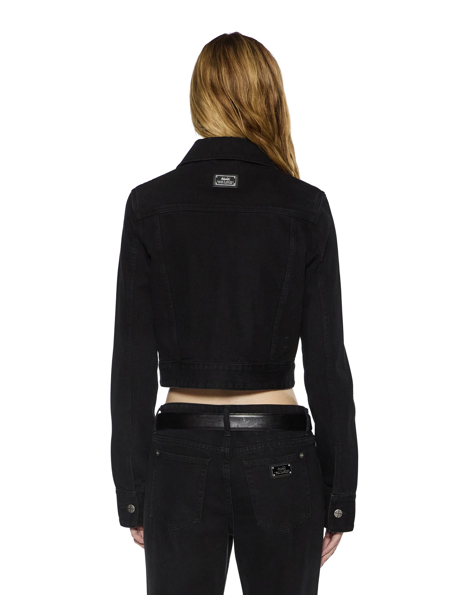 WOMENS  SLIM TRUCKER JET BLACK SLIM JACKETS