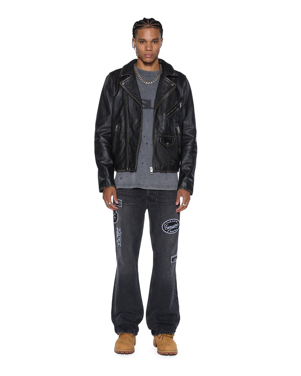 MENS SOTT CAPITOL LEATHER JACKET BLACK JACKETS