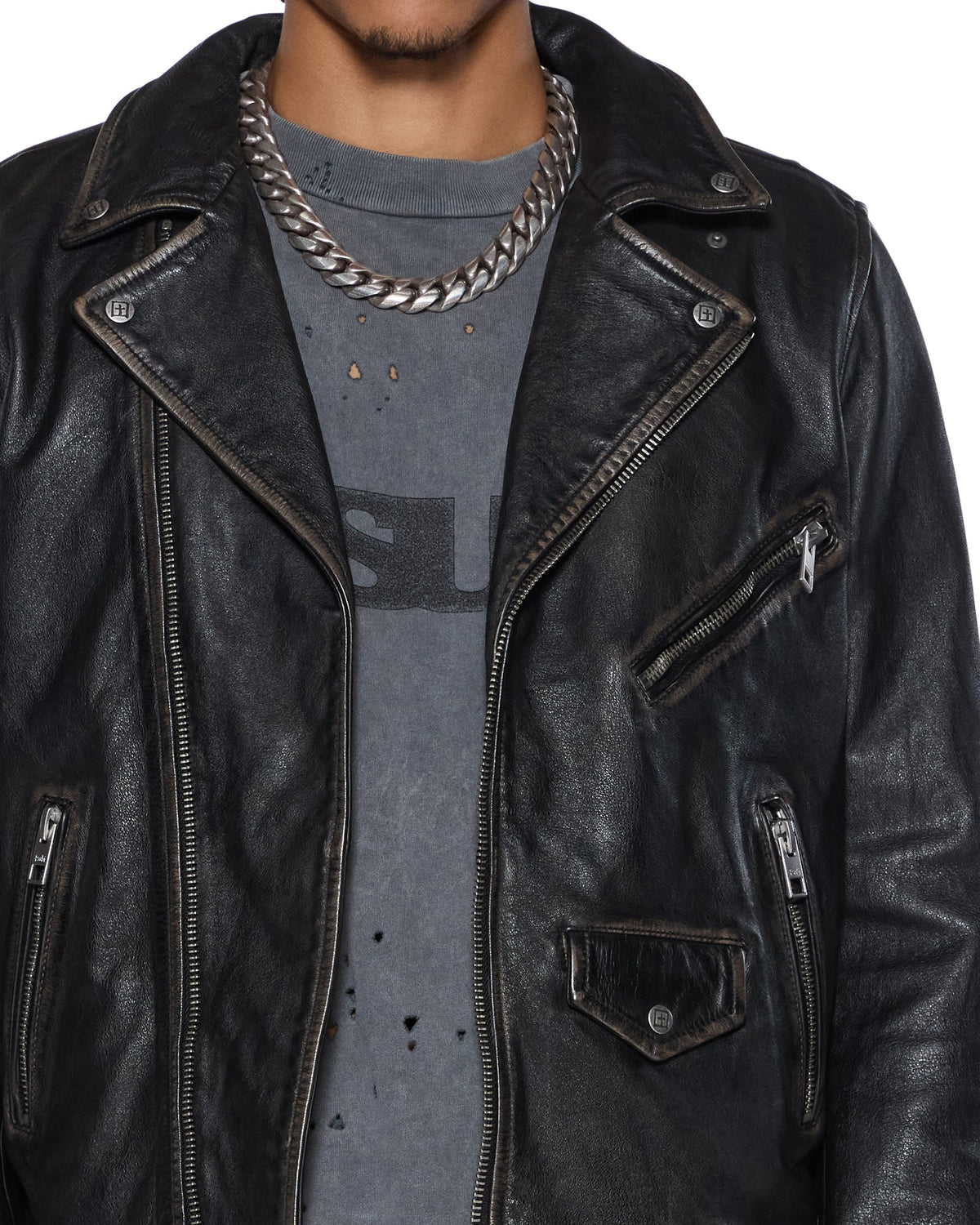 MENS SOTT CAPITOL LEATHER JACKET BLACK JACKETS