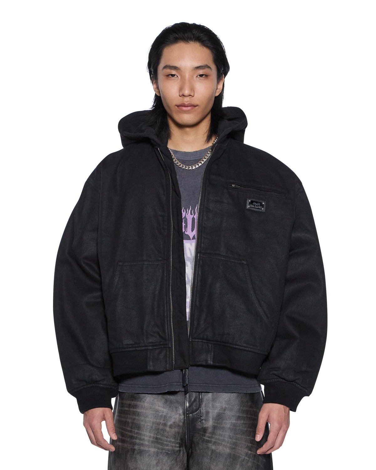 SIN CITY PLATED WAXED JACKET BLACK