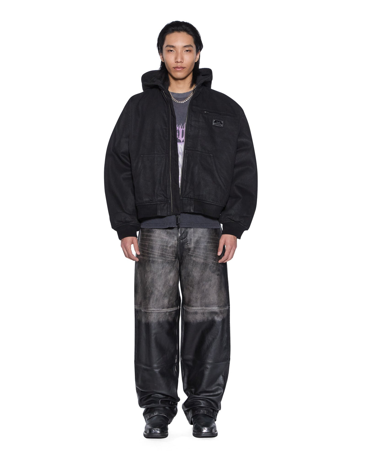 SIN CITY PLATED WAXED JACKET BLACK