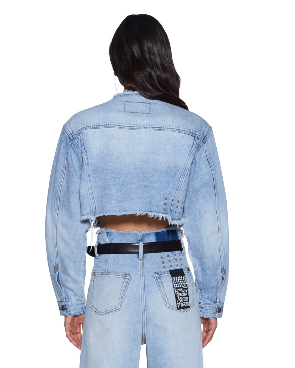WOMENS TORN OFF CROP TRUCKER VAPOUR JACKETS
