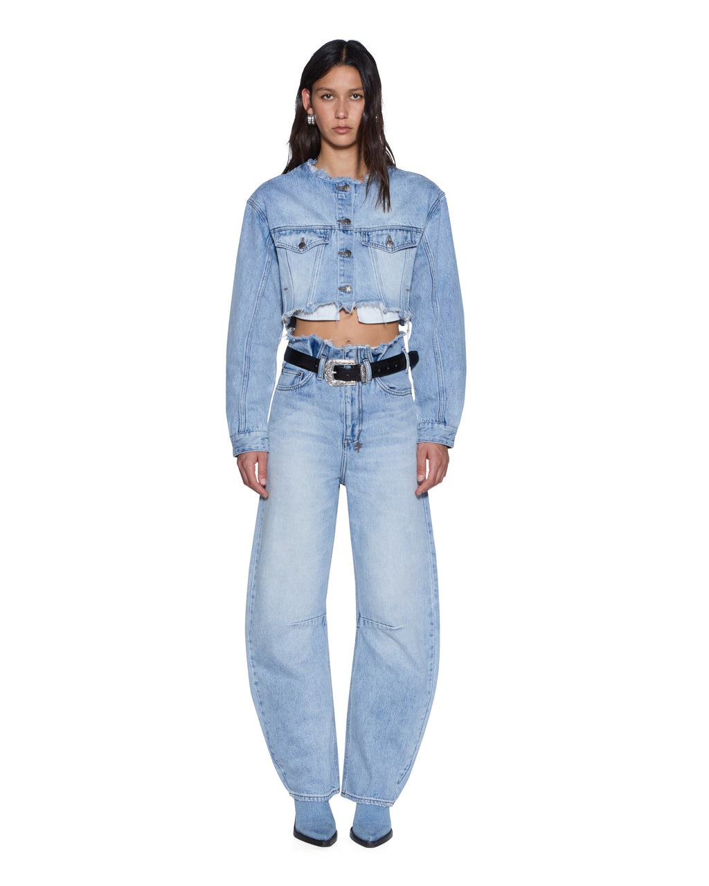 WOMENS TORN OFF CROP TRUCKER VAPOUR JACKETS