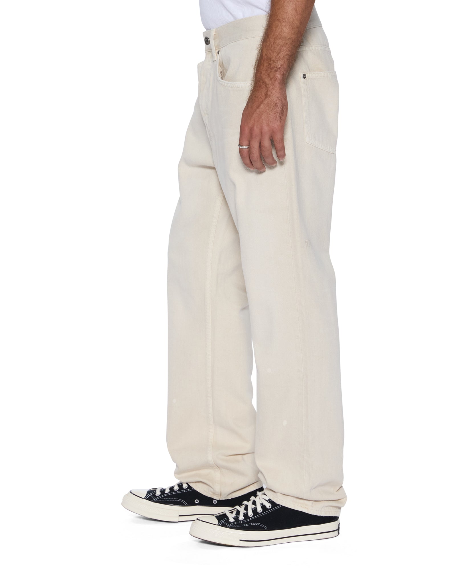 MENS  ANTI K IVORY RELAXED DENIM JEANS