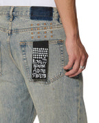Mens Anti K Stagelight Metalik Relaxed Denim Jeans - Denim