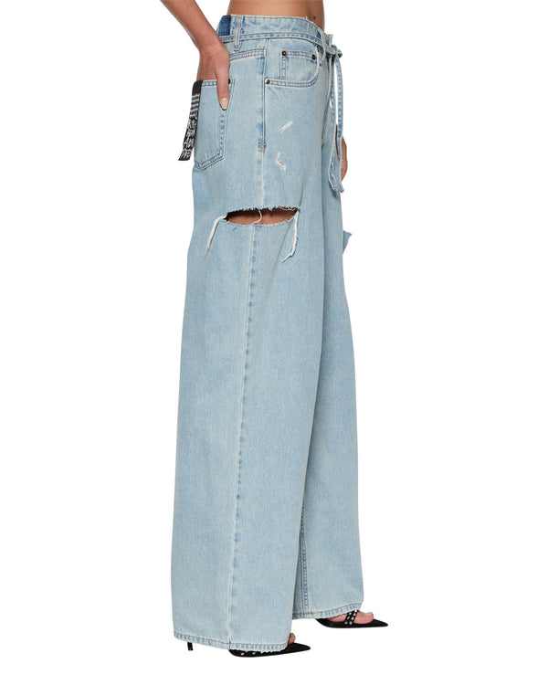 【関税込み】Ksubi ブルー Baggy Rollin Kut Out ジーンズ Rollin Cut Out Baggy Jeans | Ksubi ++