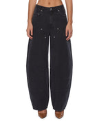 WOMENS BARREL JEAN CARPENTER BLACK DENIM JEANS