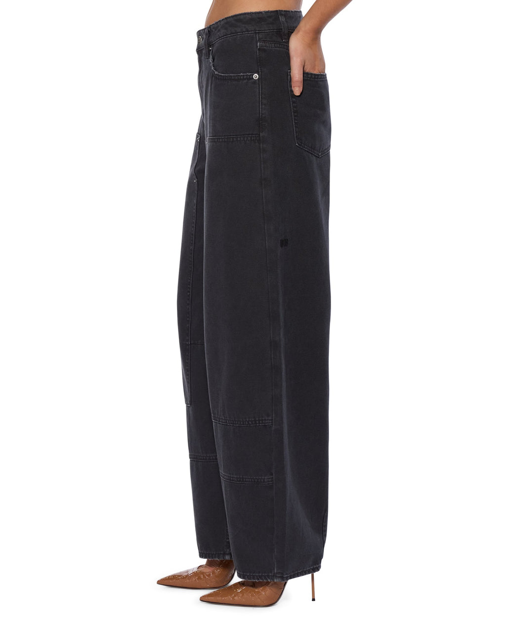 WOMENS BARREL JEAN CARPENTER BLACK DENIM JEANS