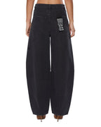 WOMENS BARREL JEAN CARPENTER BLACK DENIM JEANS