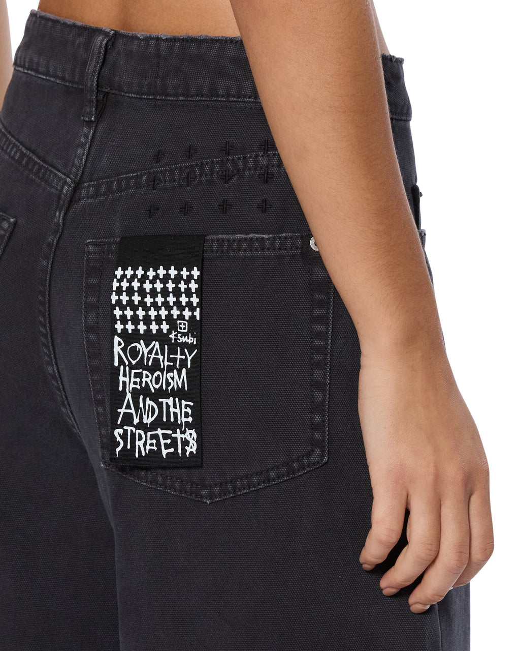 WOMENS BARREL JEAN CARPENTER BLACK DENIM JEANS