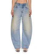 Womens Barrel Jean Field Blue Relaxed Denim Jeans - Denim