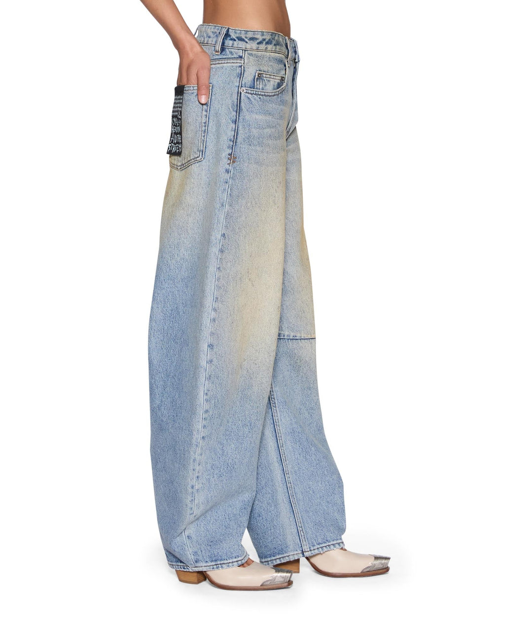 Womens Barrel Jean Field Blue Relaxed Denim Jeans - Denim