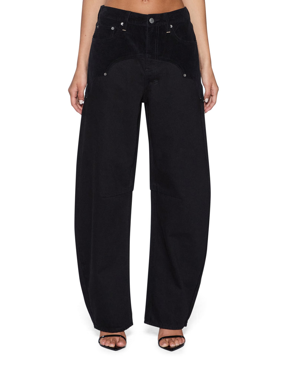 WOMENS BARREL JEAN SALOON BLACK DENIM JEANS